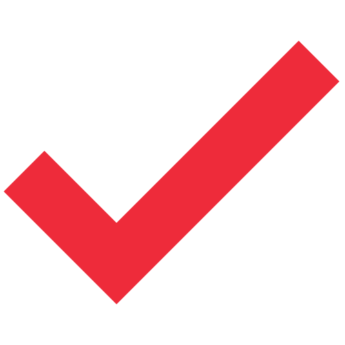 Una marca de verificación roja sobre un fondo blanco.