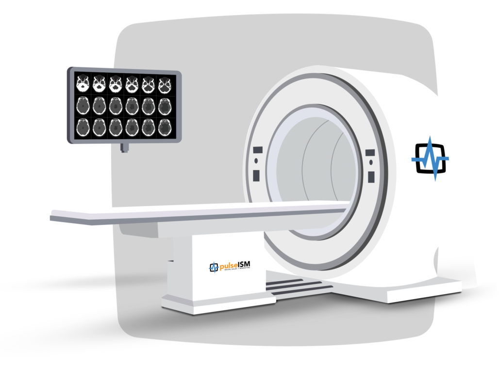 A cartoon illustration of a ct scan machine