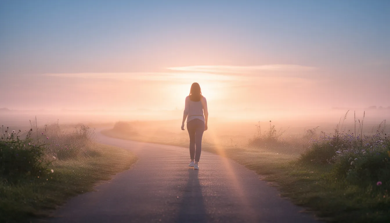 A person walks along a serene path bathed in sunlight, symbolizing hope and new beginnings. This image reflects the journey toward mental health recovery and the importance of seeking treatment for conditions like depression, highlighting the potential for a fulfilling life through personalized care and support.