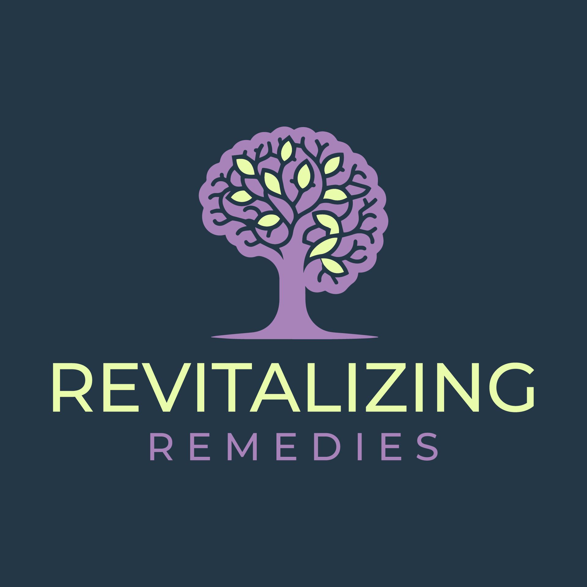 Logo: Purple tree with yellow leaves;