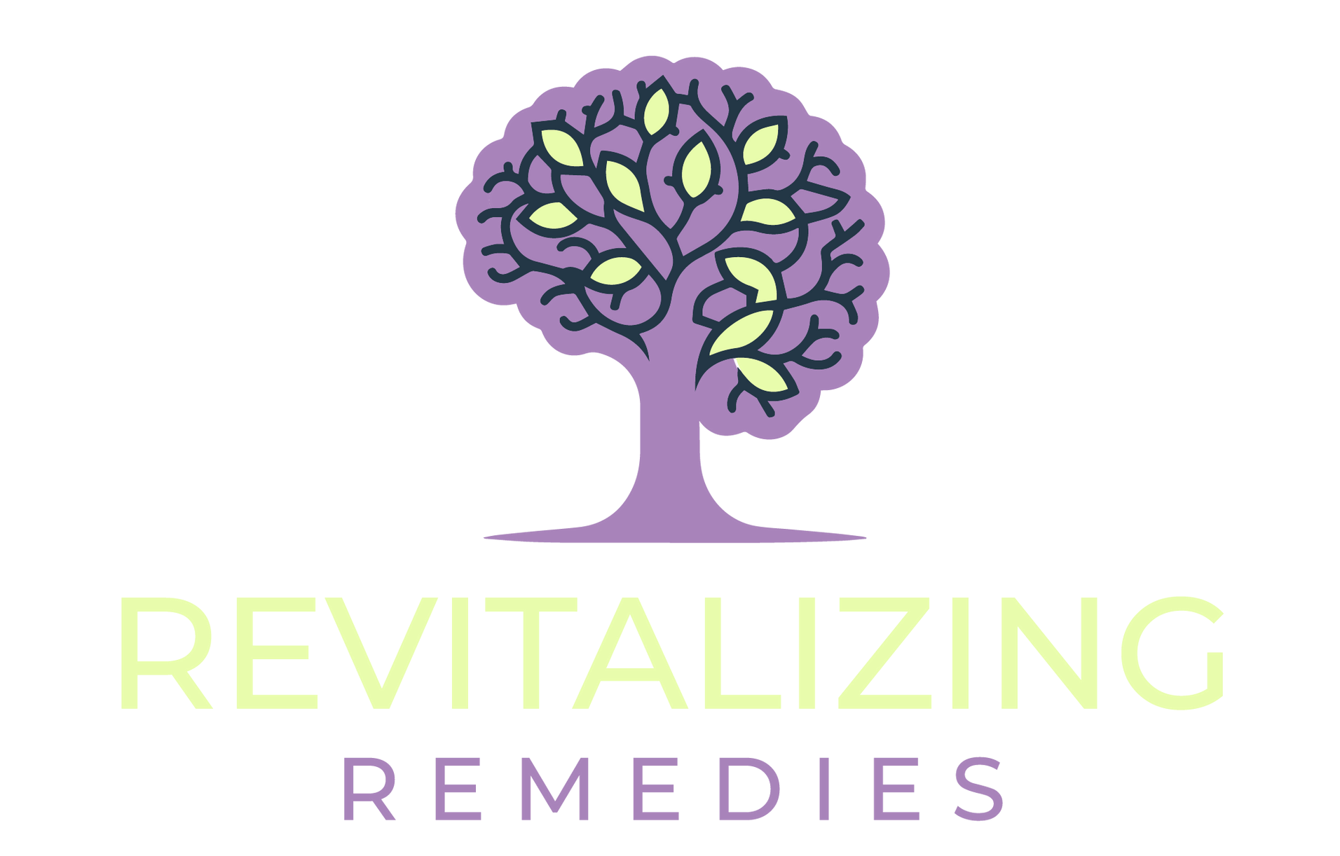 Logo: Purple tree with green leaves; company name
