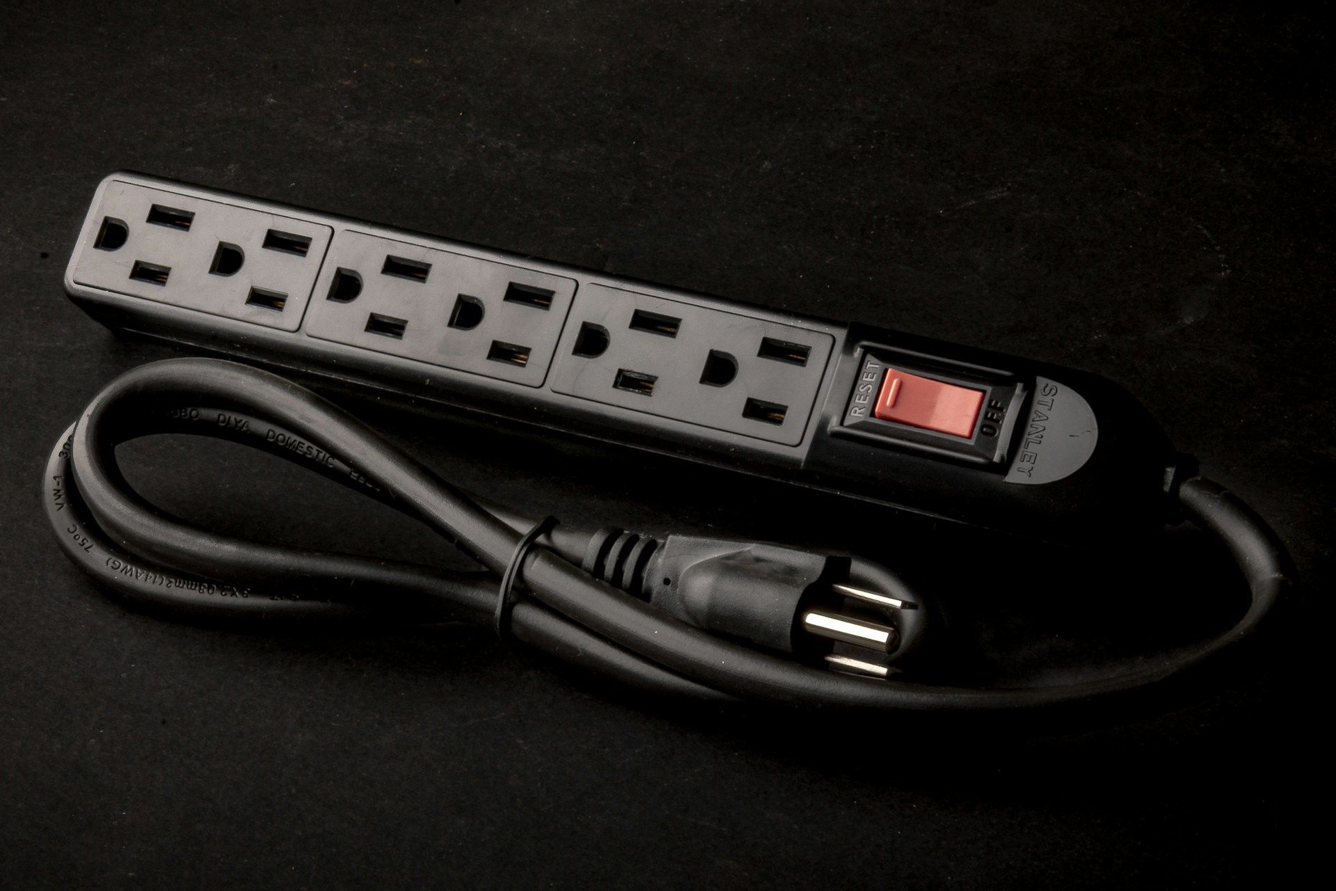 Power strip with on/off switch.