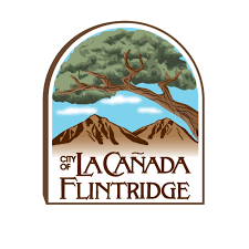 City of La Cañada Flintridge logo: mountains, tree, blue sky in arched frame.