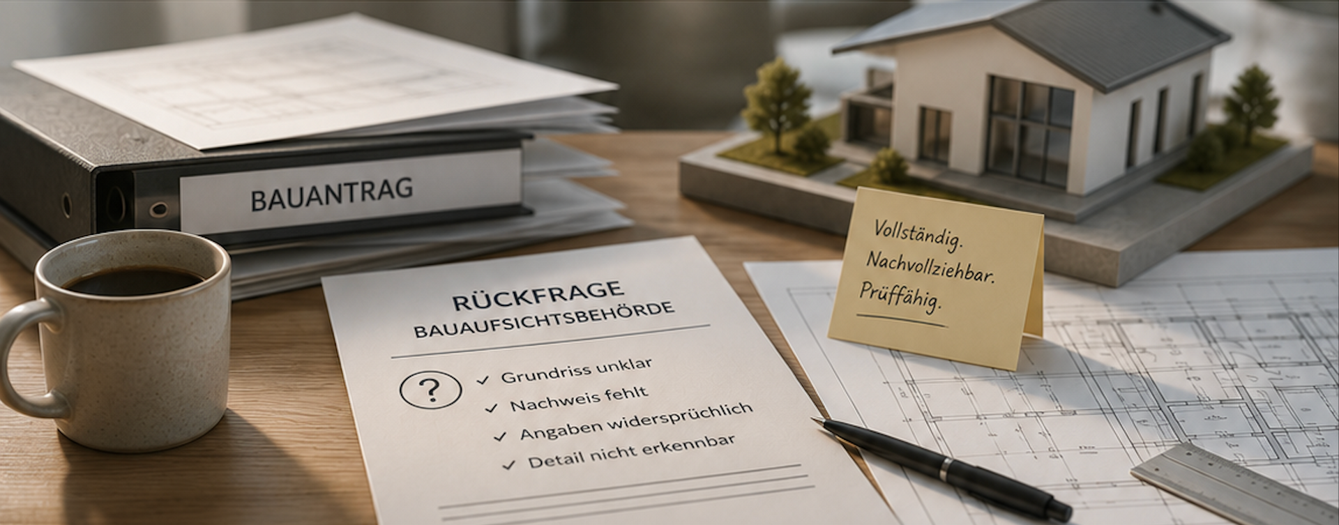 Lageplan mit markierten Grenzabständen und Hausmodell zur Prüfung des nutzbaren Grundstücks.