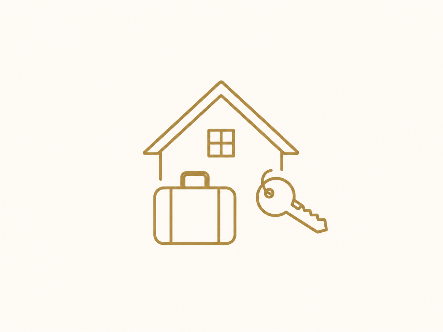 Icon Haus mit Schlüssel und Koffer als Symbol für Ferienwohnung prüfen