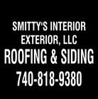 Business sign for Smitty's Interior Exterior, LLC, featuring roofing and siding services and the phone number 740-818-9380.