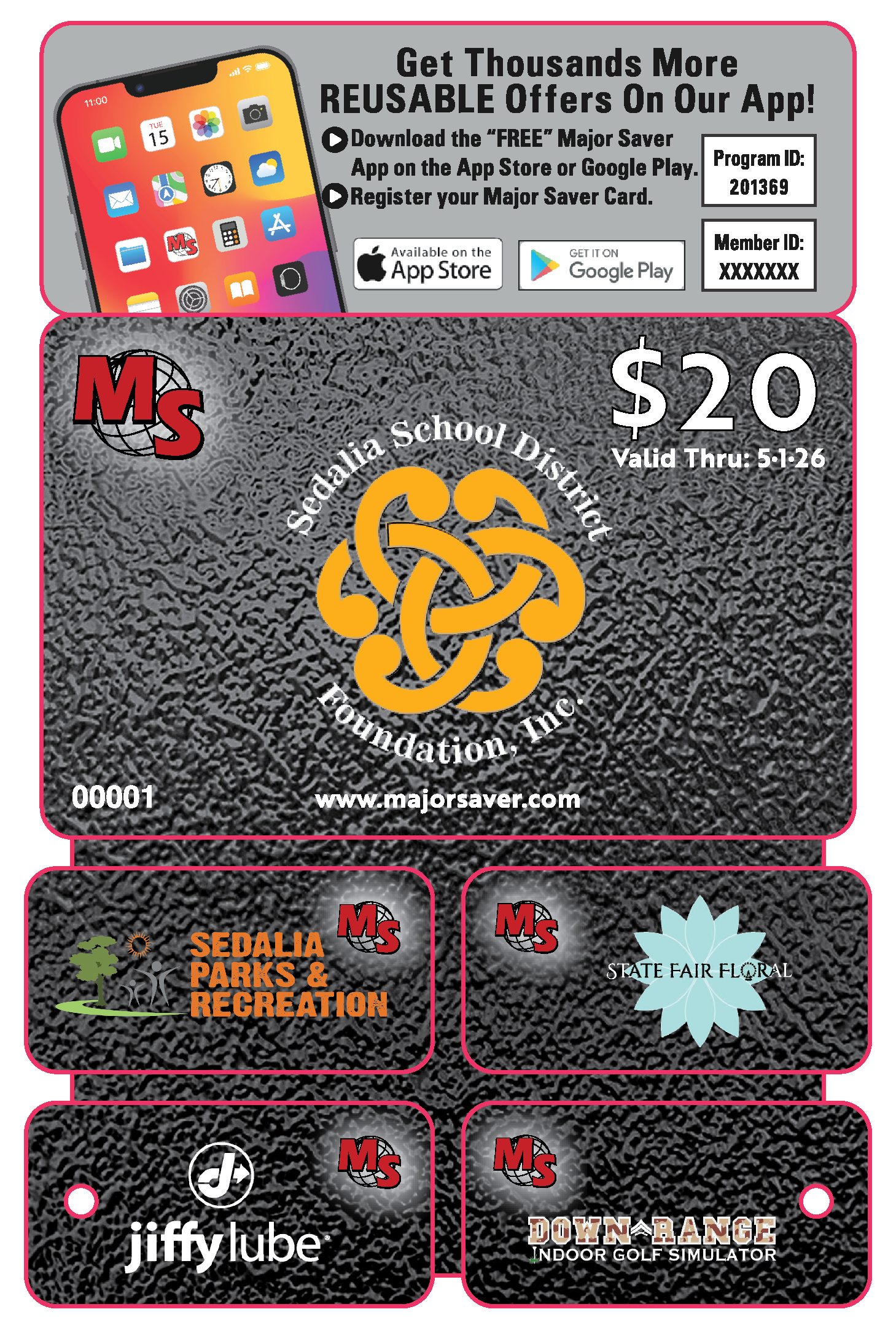 A yellow card that says get thousands more reusable offers on our app