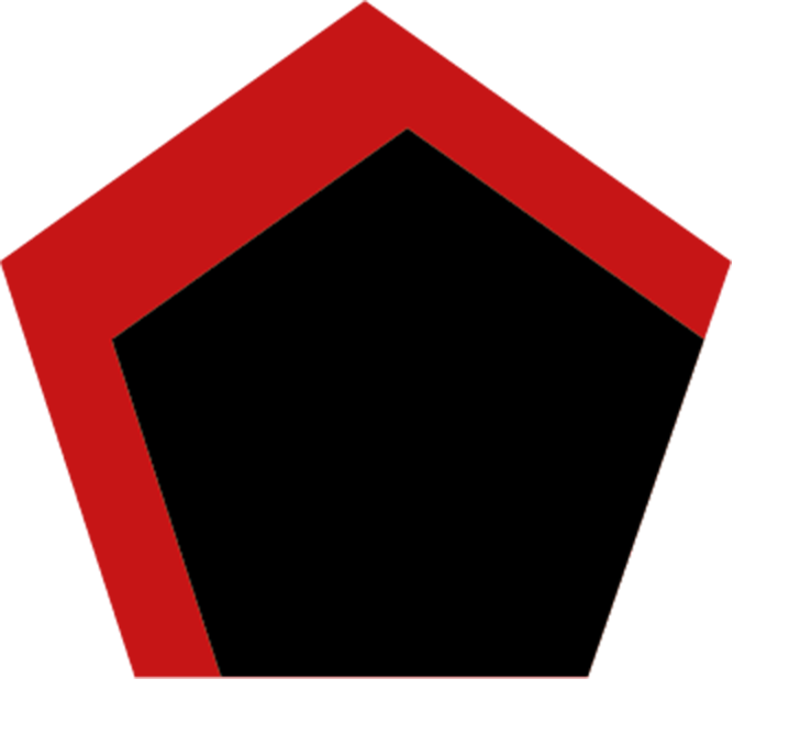 Un pentagone rouge et noir sur fond blanc