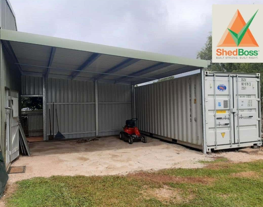 A Shipping Container With an Attached Carport — ShedBoss in Atherton, QLD
