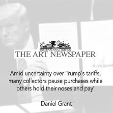 Article headline about uncertainty over Trump’s tariffs and collectors pausing purchases