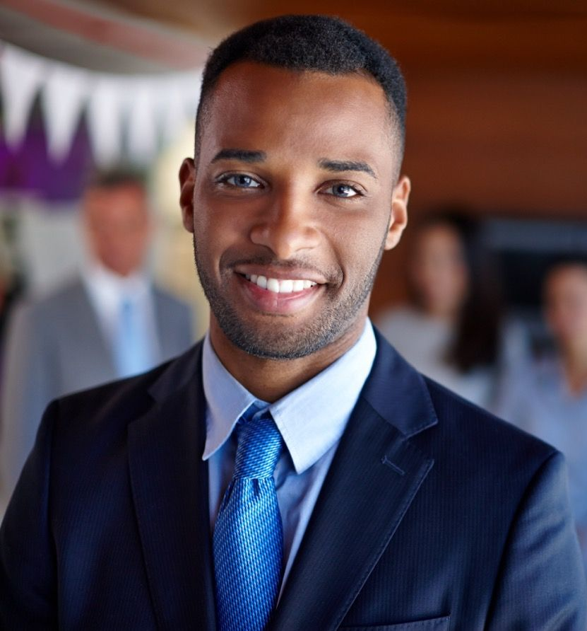 Young, smart businessman knows the benefit of a premium domain name.