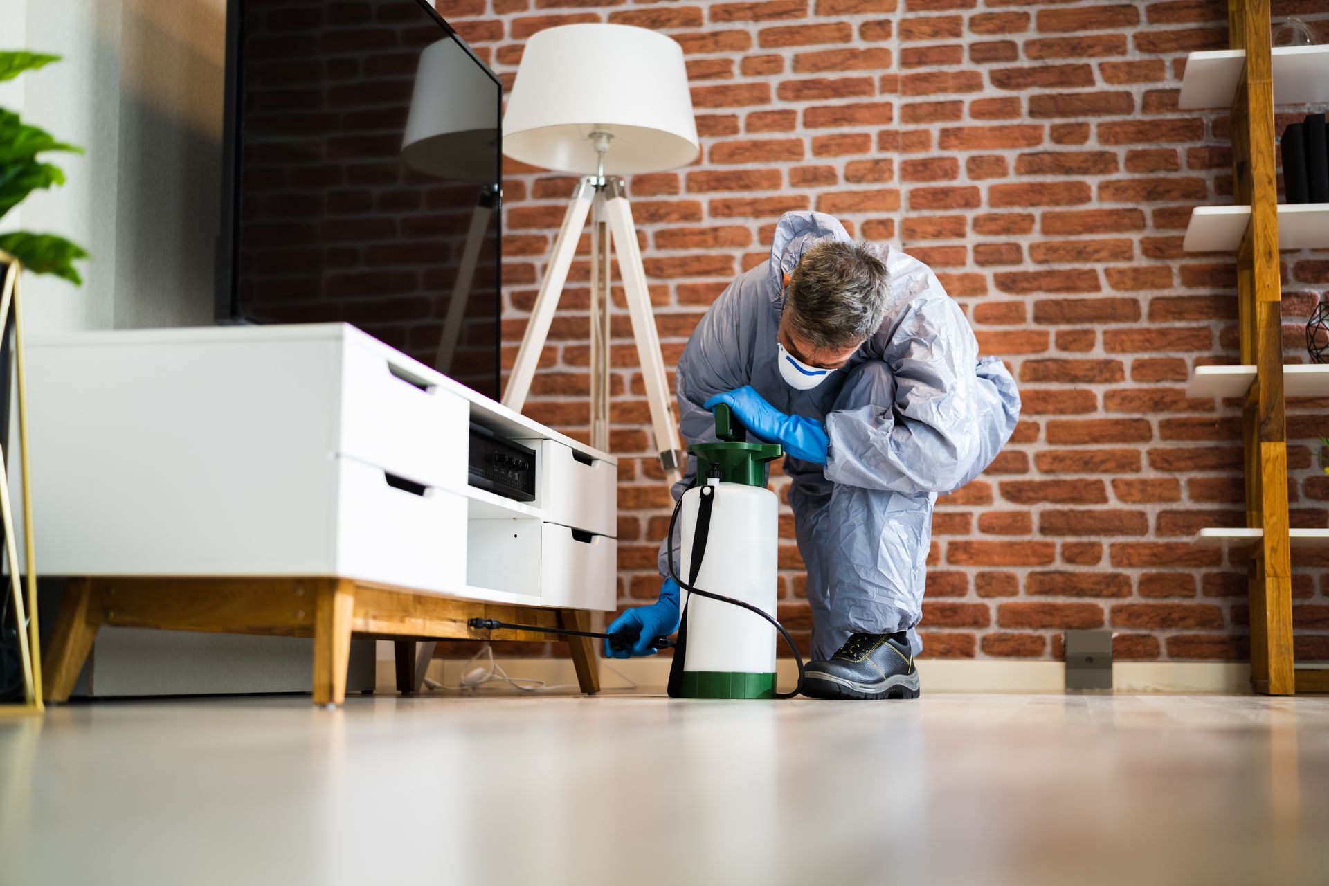 Pest control spray in room.