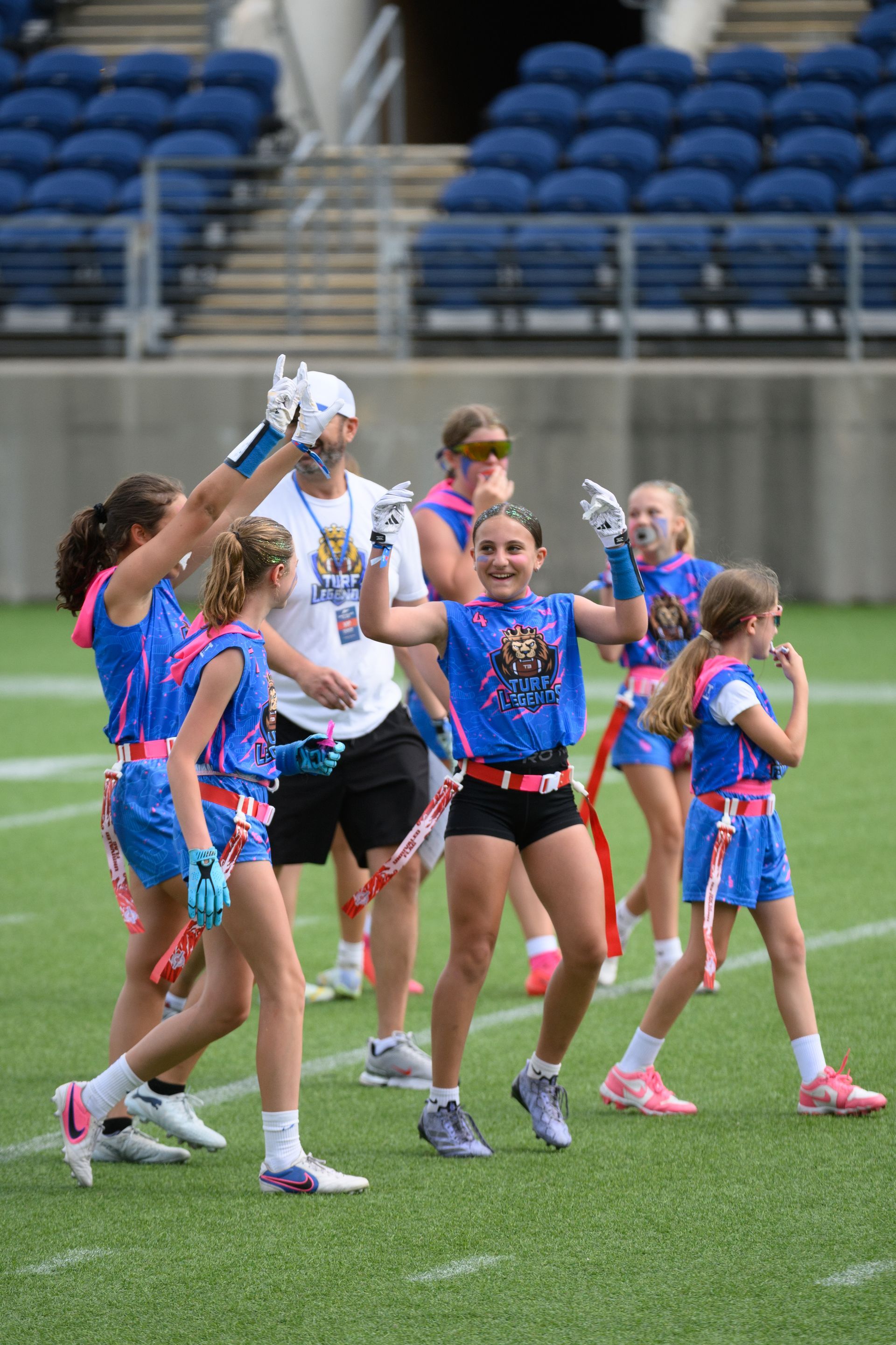 High school girls, team cheer | T3 Turf Legends Flag Football.
