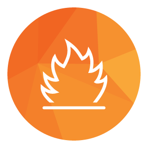 A fire icon in an orange circle on a white background