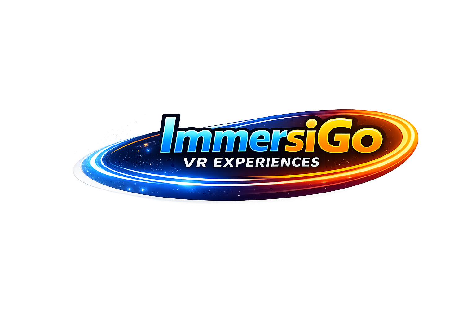 ImmersiGo VR Experiences logo with blue-to-orange swoosh on white background