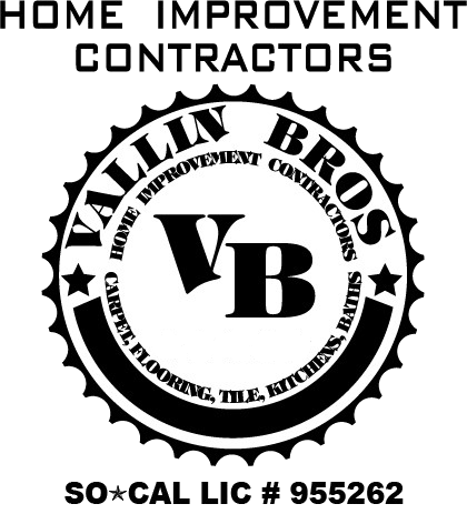 Logo for Vallin Bros. home improvement contractors. Features a seal with 