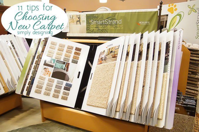 A display of carpet samples in a store.