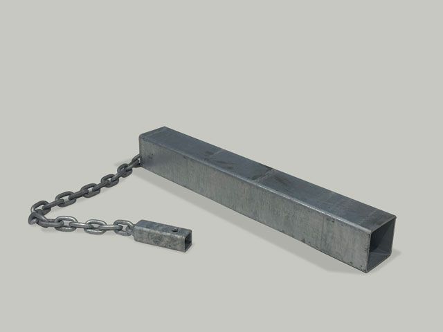 A metal bar with a chain attached to it