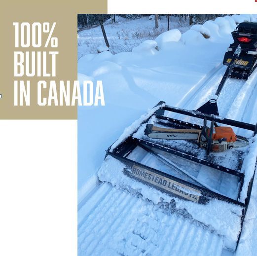 A snowmobile with a chainsaw on it is built in canada