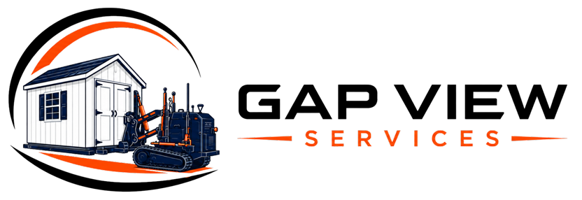 GAP View Services logo with house and forklift icon in black, orange, and white