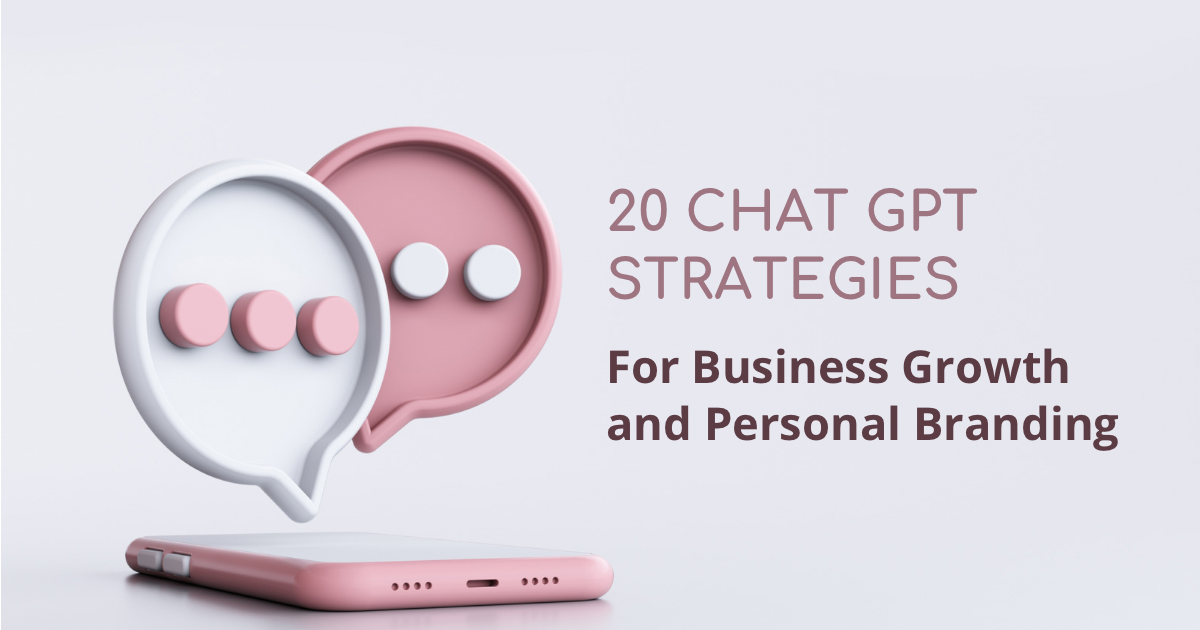 20 Chat GPT Strategies for business growth and personal branding image A pink cell phone with two speech bubbles on it.