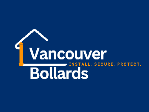The vancouver bollards logo is on a blue background.
