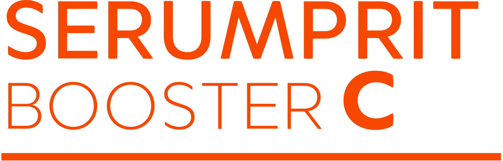 El logotipo de Serumprit Booster C es naranja y blanco.