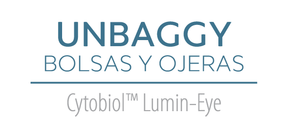A logo for unbaggy bolsas y ojeras cytobiol lumin-eye
