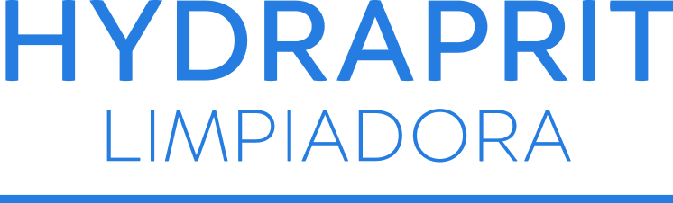 Un logotipo azul y blanco para Hydraprin Limpiadora.