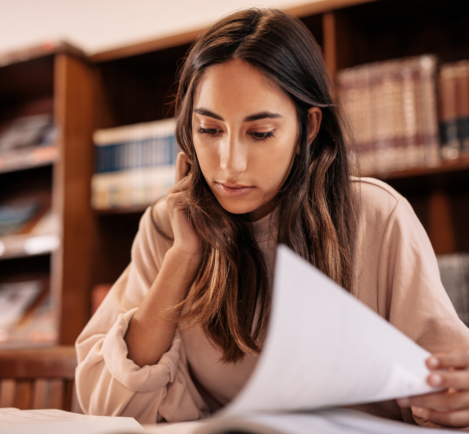 female reading a book