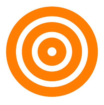 An orange target icon consisting of three concentric circles alternating with white rings.