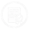 Certificate with ribbon seal icon in light gray outline