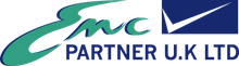 Logo for EMC Partner U.K. LTD, with green stylized
