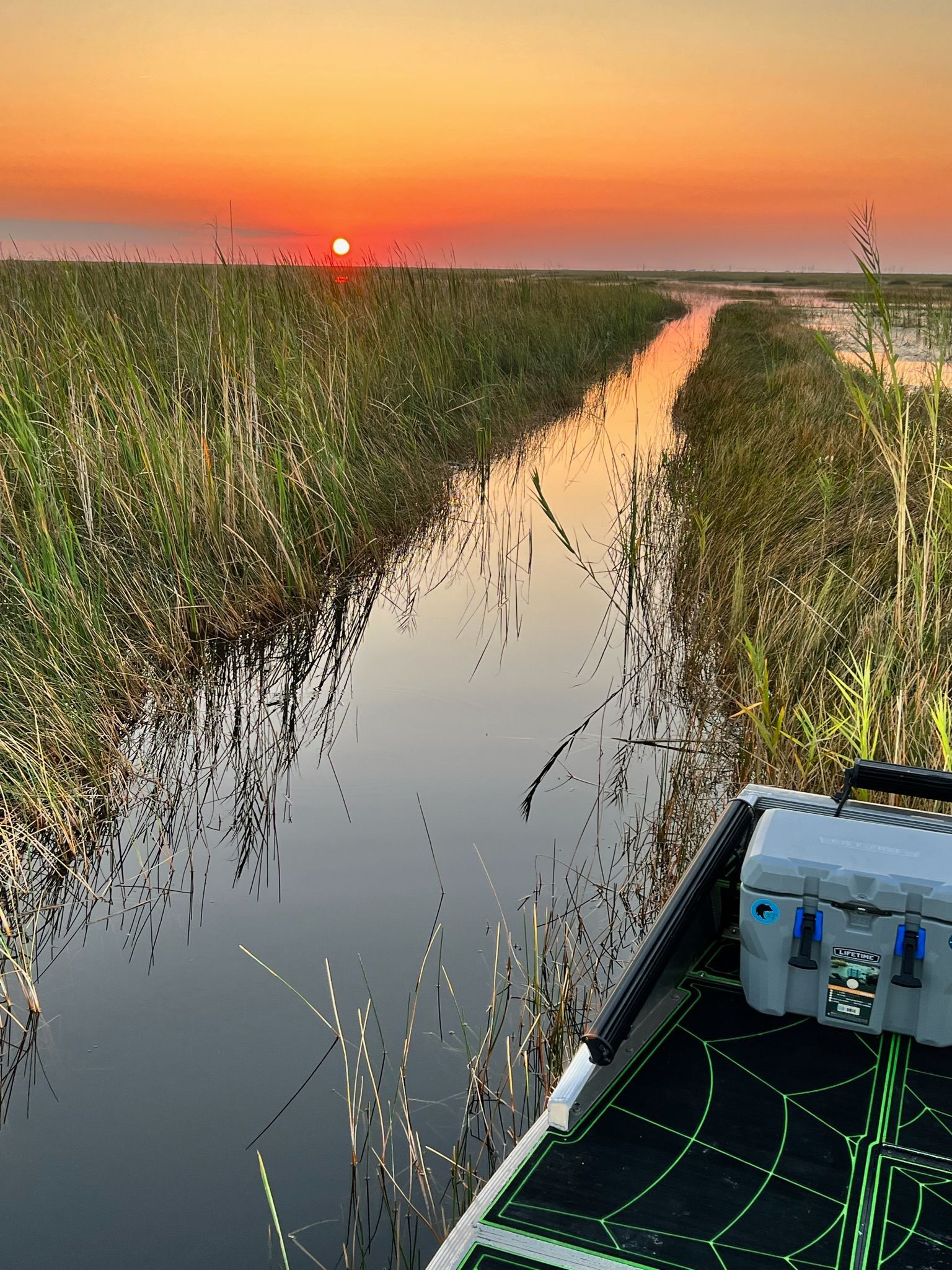 Everglades sunset on an Airboat