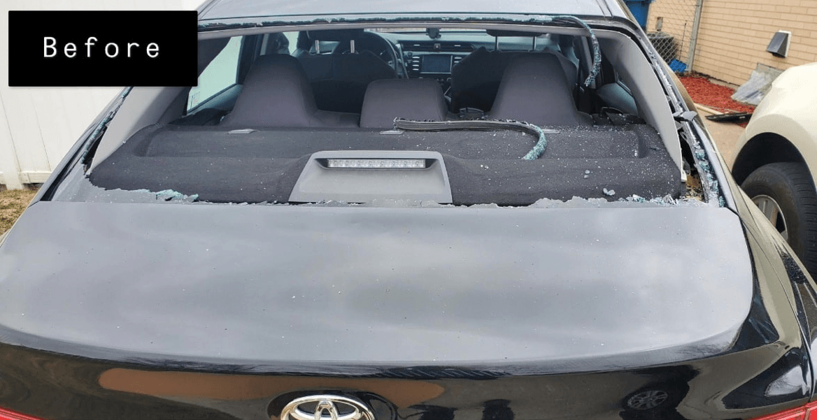 Rear Windshield Replacement Before Photo in Wheaton, IL