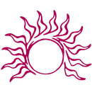 eine rote Sonne mit einem weißen Hintergrund