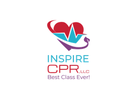 Inspire CPR logo with red heart and teal EKG line above the slogan “Best Class Ever!”