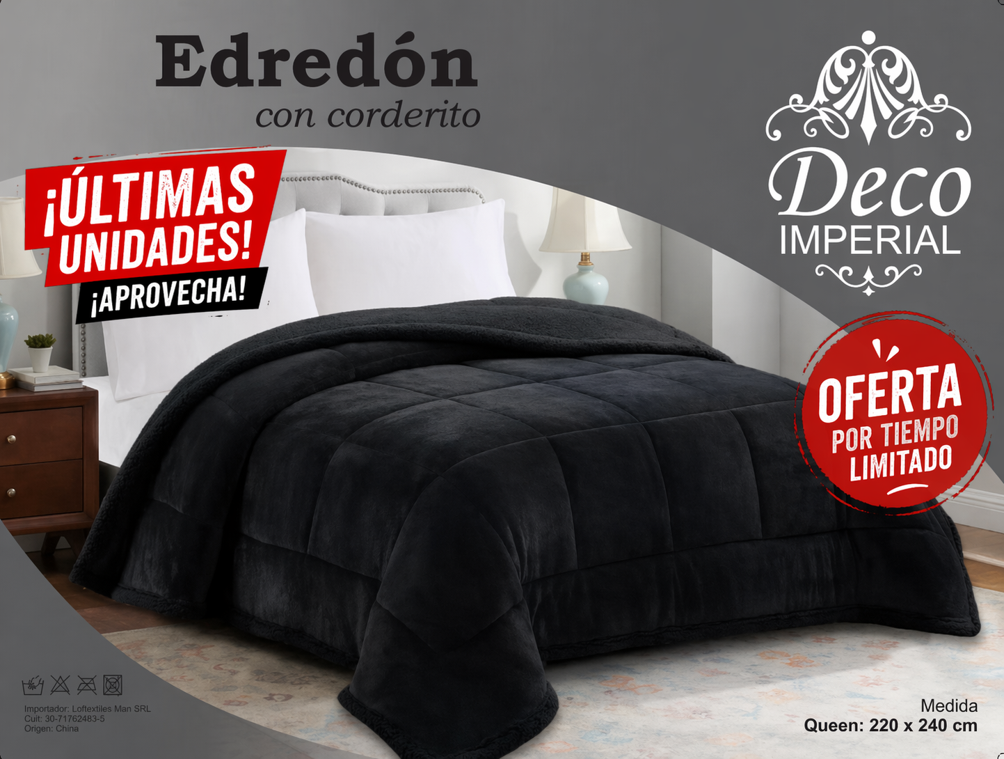 Edredón Queen con Corderito 230x250 – Súper Abrigado Invierno | Front Row bazar