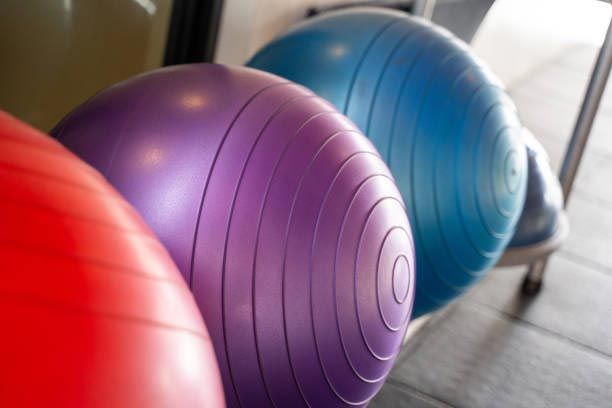 Exercise balls used for physiotherapy rehabilitation and core strengthening exercises