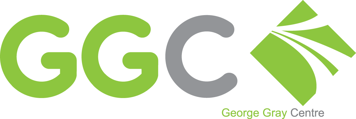 GGC logo in green and grey, with a stylized shape and the words