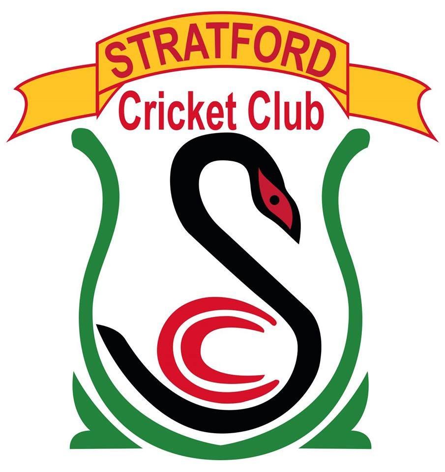 Stratford Cricket Club logo: black swan with red eye and