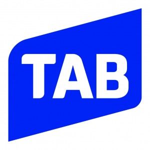 Blue logo with the word