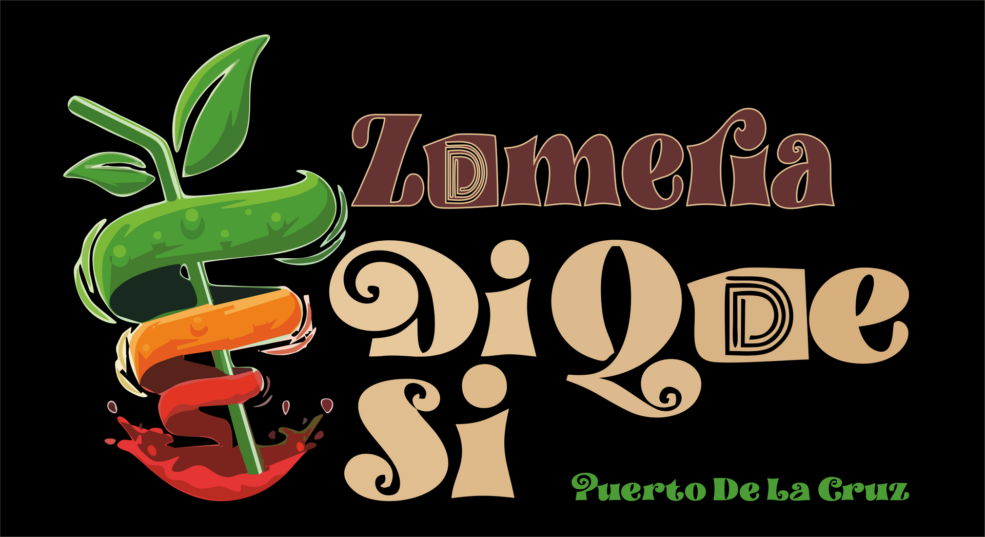 Logotipo para Zumeria Di Que Si, con frutas de colores y el texto