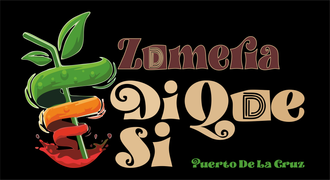 Logotipo para Zumeria Di Que Si, con frutas de colores y el texto