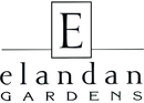 The Elandan Gardens logo with a large “E” above the wordmark on a white background