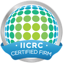 IICRC Certified Firm logo with blue banner and green-blue globe dots