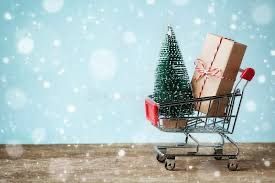 A trolley with shopping in it