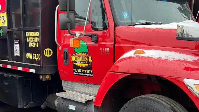 Red dump truck with 
