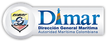 Logotipo de DIMAR con icono de faro y el texto «Dirección General Marítima, Autoridad Marítima Colombiana»