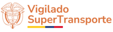 Logotipo de Vigilado SuperTransporte en naranja, con una balanza y franjas azules, amarillas y rojas.